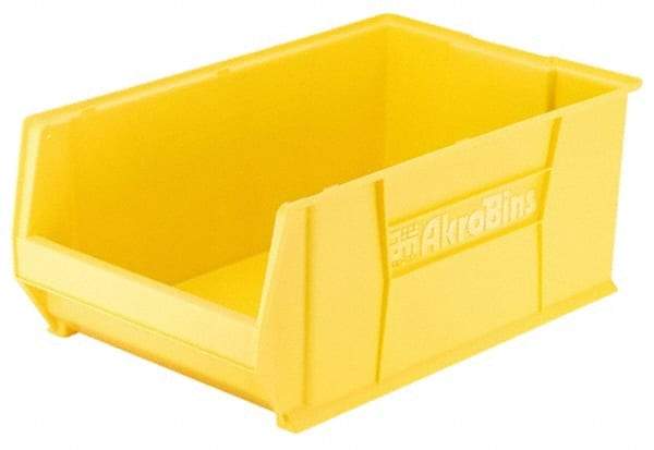 Akro-Mils - 200 Lb. Load Capacity, 20" Deep, Yellow Polymer Hopper Stacking Bin - 8" High x 12-3/8" Wide x 20" Long - Top Tool & Supply