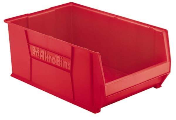 Akro-Mils - 300 Lb. Load Capacity, 29-1/4" Deep, Red Polymer Hopper Stacking Bin - 12" High x 18-3/8" Wide x 29-1/4" Long - Top Tool & Supply