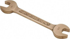 Ampco - 5/8" x 3/4" Nonsparking Open End Wrench - 6-7/8" OAL, Double End, Plain Finish, 15° Head Angle - Top Tool & Supply