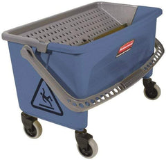 Rubbermaid - 40 Qt Plastic Bucket & Wringer - 14.7" Long x 16.2" High x 26.2" Wide, Blue - Top Tool & Supply