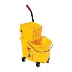 Rubbermaid - 26 Qt Plastic Bucket & Wringer - 18-5/8" Long x 16-3/4" High x 15-5/8" Wide, Yellow - Top Tool & Supply