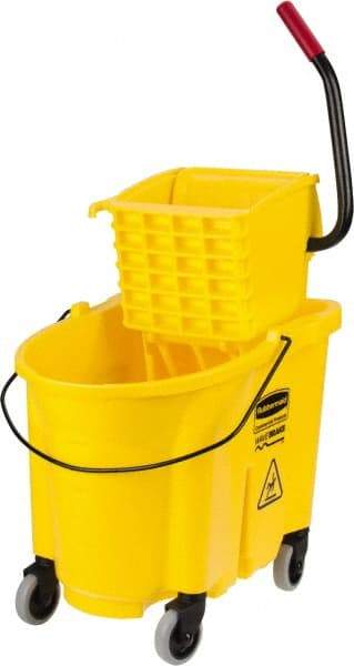 Rubbermaid - 35 Qt Plastic Bucket & Wringer - 20.1" Long x 17.4" High x 15.7" Wide, Yellow - Top Tool & Supply