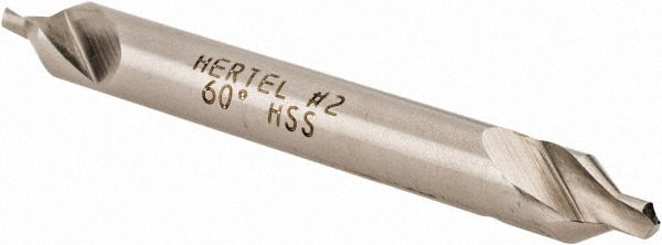 Hertel - #2 Plain Cut 60° Incl Angle High Speed Steel Combo Drill & Countersink - Top Tool & Supply