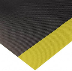 Wearwell - 75 Ft. Long x 3 Ft. Wide x 1/4 Inch Thick, Vinyl, Ribbed Surface Switchboard Matting - 30,000 V Max Dielectric Strength, 17,000 V Max Recommended Use, Black with Yellow Borders - Top Tool & Supply