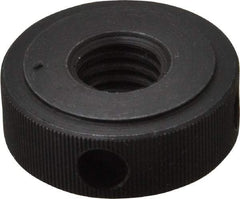 Gibraltar - 1/2-13" UNC Thread, Black Oxide Finish, Steel Round Knurled Check Nut - 7/16" Overall Height, 1-1/4" Head Diam, 1" Base Diam - Top Tool & Supply