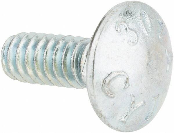 Value Collection - #10-24 UNC 1/2" Length Under Head, Standard Square Neck, Carriage Bolt - Grade 2 Steel, Zinc-Plated Finish - Top Tool & Supply