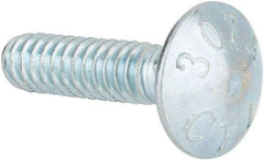 Value Collection - #10-24 UNC 3/4" Length Under Head, Standard Square Neck, Carriage Bolt - Grade 2 Steel, Zinc-Plated Finish - Top Tool & Supply