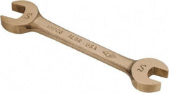 Ampco - 1/2" x 5/8" Nonsparking Open End Wrench - 5-3/4" OAL, Double End, Plain Finish, 15° Head Angle - Top Tool & Supply