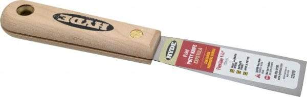 Hyde Tools - 1-1/4" Wide Steel Putty Knife - Flexible, Hardwood Handle, 7-3/4" OAL - Top Tool & Supply