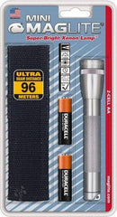 Mag-Lite - Krypton Bulb, 14 Lumens, Mini Flashlight - Gray Aluminum Body, 2 AA Alkaline Batteries Included - Top Tool & Supply