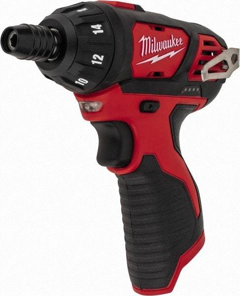 Milwaukee Tool - 12 Volts, Lithium-Ion Battery, Pistol Grip Cordless Screwdriver - 500 RPM, 150 Inch/Lbs. Torque - Top Tool & Supply