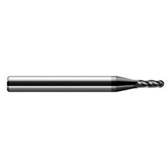 ‎3/64″ Dia. × 1/8″ Shank × 0.07″ DOC × 1-1/2″ OAL, Carbide DLC, Stub|Standard , 4 Flute, Ballnose End Mill - Exact Industrial Supply