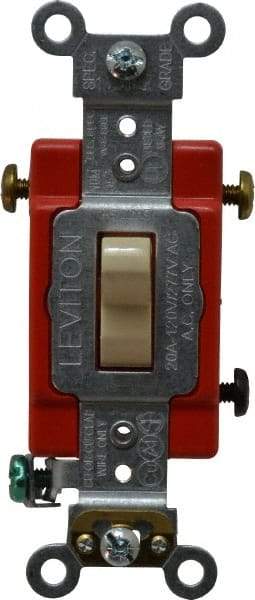 Leviton - 3 Pole, 120 to 277 VAC, 20 Amp, Industrial Grade, Toggle, Wall and Dimmer Light Switch - 1.31 Inch Wide x 4.06 Inch High - Top Tool & Supply