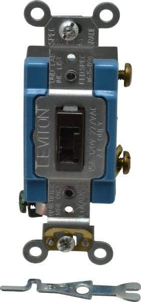 Leviton - 1 Pole, 120 to 277 VAC, 15 Amp, Industrial Grade, Toggle, Wall and Dimmer Light Switch - 1.31 Inch Wide x 4.06 Inch High - Top Tool & Supply