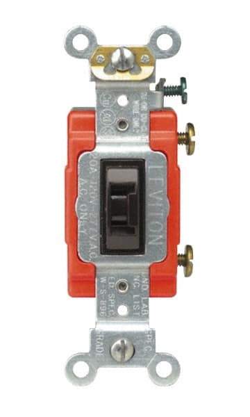 Leviton - 3 Pole, 120 to 277 VAC, 15 Amp, Industrial Grade, Toggle, Wall and Dimmer Light Switch - 1.31 Inch Wide x 4.06 Inch High - Top Tool & Supply