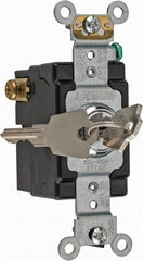 Leviton - 3 Pole, 120 to 277 VAC, 20 Amp, Industrial Grade, Key Lock, Wall and Dimmer Light Switch - 4.06 Inch High - Top Tool & Supply