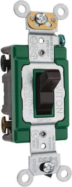 Leviton - 3 Pole, 120 to 277 VAC, 30 Amp, Industrial Grade, Toggle, Wall and Dimmer Light Switch - 1.31 Inch Wide x 4.06 Inch High - Top Tool & Supply