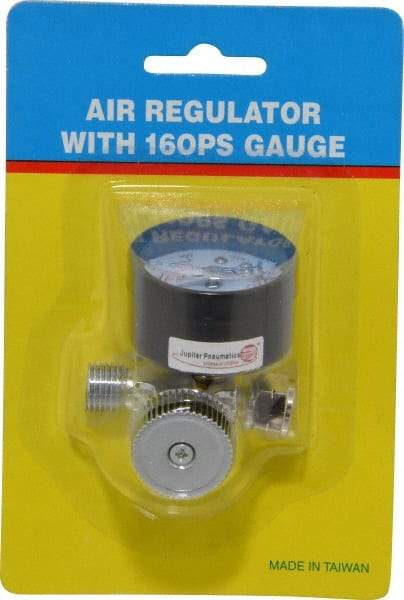 PRO-SOURCE - 1/4 NPT Port, Zinc Dial Air Regulator - 10 to 120 psi Range, 120 Max psi Supply Pressure, 1/4" Gauge Port Thread, 1.97" Wide x 1.97" High - Top Tool & Supply