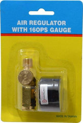 PRO-SOURCE - 1/4 NPT Port, Brass Dial Air Regulator - 10 to 120 psi Range, 120 Max psi Supply Pressure, 1/4" Gauge Port Thread, 2.36" Wide x 1.653" High - Top Tool & Supply