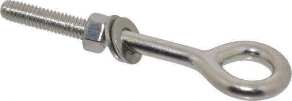 Value Collection - 3/8-16, Electropolished Finish, Stainless Steel Wire Turned Closed Eye Bolt - 2" Thread Length, 21/32" ID x 3/8" OD, 4-1/8" Shank Length - Top Tool & Supply