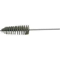 Brush Research Mfg. - 2-1/4" Diam Helical Stainless Steel Tube Brush - Single Spiral, 0.006" Filament Diam, 6-1/2" Brush Length, 14" OAL, 0.245" Diam Galvanized Steel Shank - Top Tool & Supply