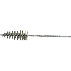 Brush Research Mfg. - 1.35" Diam Helical Stainless Steel Tube Brush - Single Spiral, 0.006" Filament Diam, 3-3/8" Brush Length, 10-1/2" OAL, 0.245" Diam Galvanized Steel Shank - Top Tool & Supply