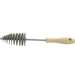 Brush Research Mfg. - 2.05" Diam Helical Stainless Steel Tube Brush - Single Spiral, 0.006" Filament Diam, 3-5/8" Brush Length, 12" OAL, 0.292" Diam Plastic Handle Shank - Top Tool & Supply