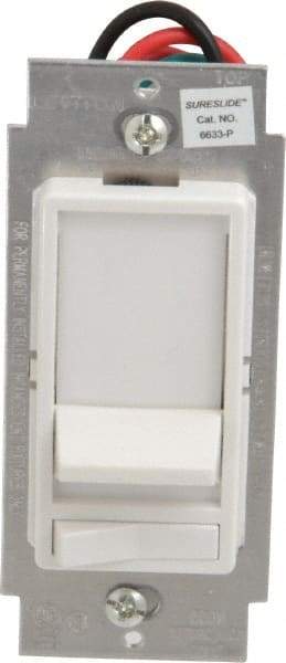 Leviton - 1 Pole, 120 VAC, 60 Hz, 600 Watt, Residential Grade, Rocker, Wall and Dimmer Light Switch - 1.73 Inch Wide x 4.13 Inch High, Incandescent - Top Tool & Supply