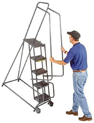 Ballymore - 78" 5 Step Ladder - Tilt & Roll Safety Ladder, 450 Lb Capacity, 47-19/32" Platform Height, 30" Base Width x 42" Base Depth, Abrasive Mat Tread - Top Tool & Supply