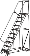 Ballymore - 133" 10 Step All-Directional Ladder - Rolling Safety Ladder, 450 Lb Capacity, 100" Platform Height, 32" Base Width x 74" Depth, Heavy-Duty Serrated Grating - Top Tool & Supply