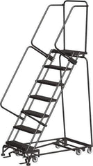 Ballymore - 103" 7 Step Ladder - Rolling Safety Ladder, 450 Lb Capacity, 70" Platform Height, 30" Base Width x 55" Depth, Expanded Metal Tread - Top Tool & Supply