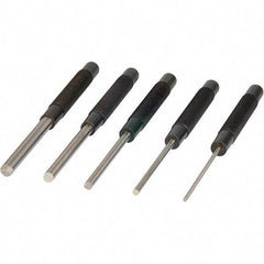 Mitutoyo - 5 Piece, 1/8 to 3/8", X-Long Punch - Round Shank, Comes in Plastic Sleeve - Top Tool & Supply