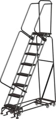 Ballymore - 113" 8 Step All-Directional Ladder - Rolling Safety Ladder, 450 Lb Capacity, 80" Platform Height, 24" Base Width x 61" Depth, Heavy-Duty Serrated Grating - Top Tool & Supply