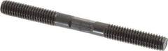 Gibraltar - 3/8-16 4" OAL Equal Double Threaded Stud - Alloy Steel, Black Oxide Finish, 1-1/4" Equal Thread Length - Top Tool & Supply