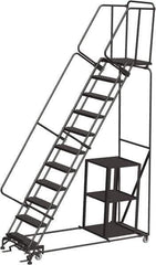 Ballymore - 143" 11 Step Ladder - 450 Lb Capacity, 110" Platform Height, 32" Base Width x 87" Depth, Perforated Tread - Top Tool & Supply