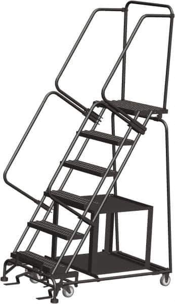 Ballymore - 93" 6 Step Stock-Picking Ladder - 450 Lb Capacity, 60" Platform Height, 30" Base Width x 49" Depth, Perforated Tread - Top Tool & Supply