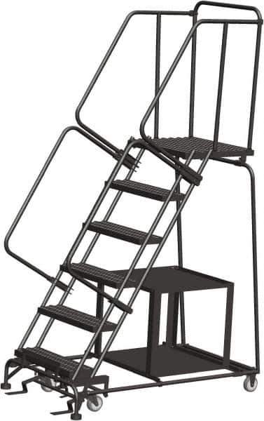 Ballymore - 93" 6 Step Ladder - Safety Stock Picking Ladder, 450 Lb Capacity, 60" Platform Height, 30" Base Width x 55" Depth, Expanded Metal Tread - Top Tool & Supply