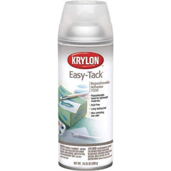 Krylon - 11 oz Aerosol Clear Spray Adhesive - Low Tack, 120°F Heat Resistance, 15 Sq Ft Coverage, Low Strength Bond, 180 min Max Bonding Time, Flammable - Top Tool & Supply