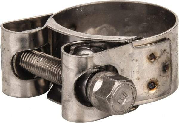 Mikalor - 1-1/4" Hose, 0.78" Wide x 0.04" Thick, T-Bolt Hose Clamp - 1.22 to 1.34" Diam, Stainless Steel - Top Tool & Supply