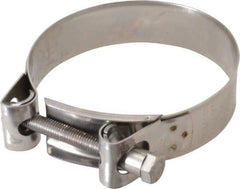 Mikalor - 3-3/4" Hose, 0.98" Wide x 0.04" Thick, T-Bolt Hose Clamp - 3.58 to 3.82" Diam, Stainless Steel - Top Tool & Supply