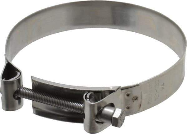 Mikalor - 5" Hose, 0.98" Wide x 0.04" Thick, T-Bolt Hose Clamp - 4.76 to 5.11" Diam, Stainless Steel - Top Tool & Supply