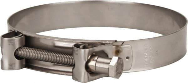 Mikalor - 6" Hose, 1.1" Wide x 0.051" Thick, T-Bolt Hose Clamp - 5.91 to 6.38" Diam, Stainless Steel - Top Tool & Supply