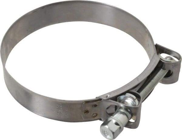 Mikalor - 5-1/4" Hose, 1.1" Wide x 0.051" Thick, T-Bolt Hose Clamp - 5.11 to 5.51" Diam, Stainless Steel Band, Housing & Zinc Plated Screw - Top Tool & Supply