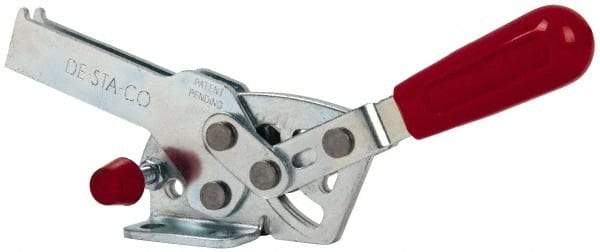 De-Sta-Co - 560 Lb Holding Capacity, Horizontal Handle, Manual Hold Down Toggle Clamp - 69° Handle Movement, 73° Bar Opening, U-Bar, Flanged Base, Electro-Plated Zinc, Carbon Steel - Top Tool & Supply