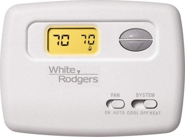 White-Rodgers - 45 to 90°F, 1 Heat, 1 Cool, Digital Nonprogrammable Thermostat - 20 to 30 Volts, Horizontal Mount, Manual Switch - Top Tool & Supply