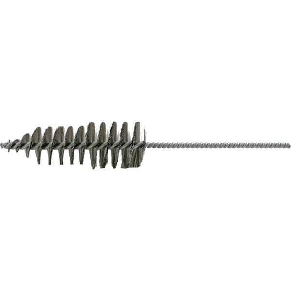 Brush Research Mfg. - 1-5/8" Diam Helical Stainless Steel Tube Brush - Single Spiral, 0.006" Filament Diam, 4-3/4" Brush Length, 10-1/2" OAL, 0.245" Diam Plastic Handle Shank - Top Tool & Supply