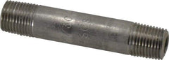 Merit Brass - Schedule 80, 1/8" Pipe x 2" Long, Grade 304/304L Stainless Steel Pipe Nipple - Seamless & Threaded - Top Tool & Supply