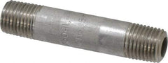 Merit Brass - Schedule 80, 1/4" Pipe x 2-1/2" Long, Grade 304/304L Stainless Steel Pipe Nipple - Seamless & Threaded - Top Tool & Supply