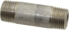 Merit Brass - Schedule 80, 3/8" Pipe x 2" Long, Grade 304/304L Stainless Steel Pipe Nipple - Seamless & Threaded - Top Tool & Supply