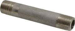 Merit Brass - Schedule 80, 3/8" Pipe x 3-1/2" Long, Grade 304/304L Stainless Steel Pipe Nipple - Seamless & Threaded - Top Tool & Supply